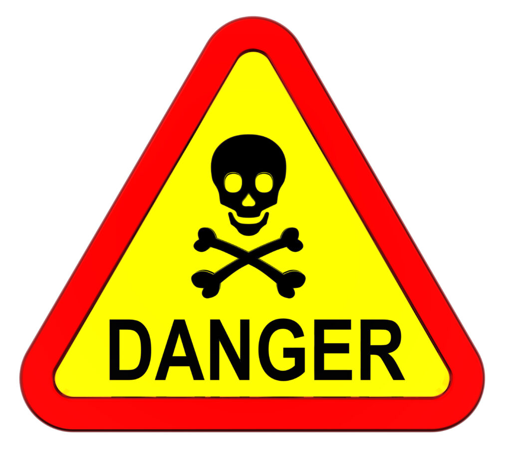 Danger Warning Sign Isolated On White