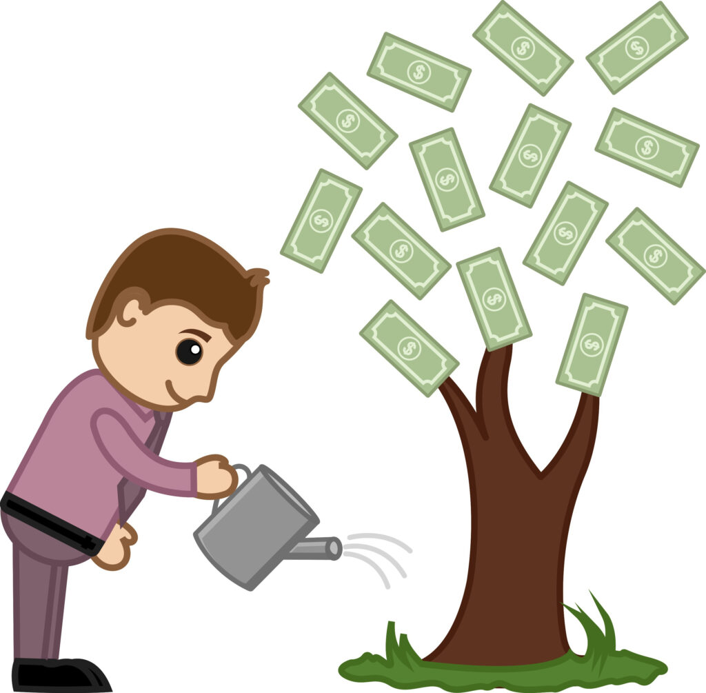 Watering Money Tree Vector Illustration Sbi 300243774