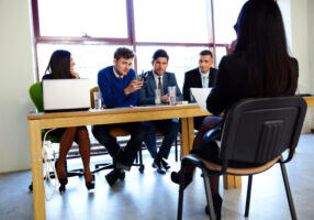 Business, Career And Office Concept Businesswoman At Job Interview In Office