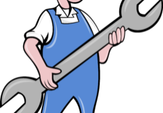 Mechanic With Spanner Wrench Standing Sbi 300132364