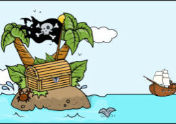 Old Tropical Treasure Island Vector Cartoon Illustration Sbi 300337224