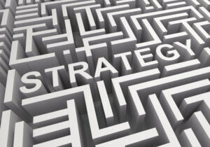 Strategy Word In Maze Shows Game Plan