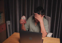 Stressed Woman Counting Savings For Future Investment Economic Downturn And Slowdown S Sbi 349488952