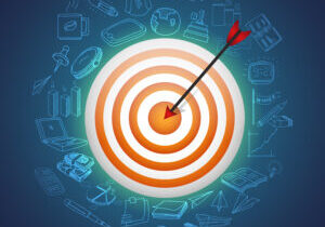 Targets With Hitting Darts For Business Concept.