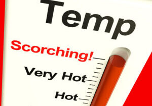 Very High Scorching Temperature Shown On A Thermostat