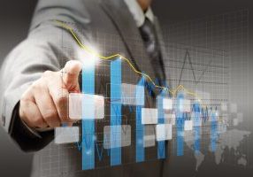 Businessman Hand Touch Virtual Graph,chart, Diagram