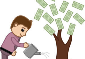 Watering Money Tree Vector Illustration Sbi 300243774